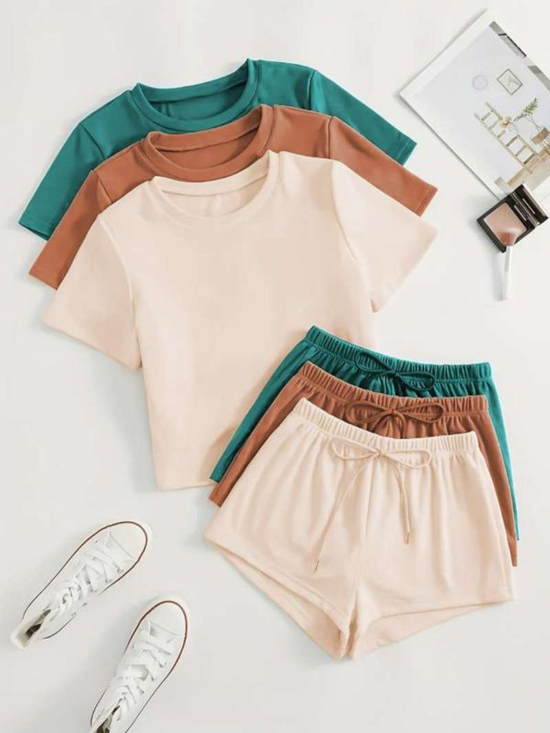 Elevate Your Comfort with Our Women's Casual Solid Color Tee & Shorts Loungewear Set - Perfect Sleepwear for Summer!