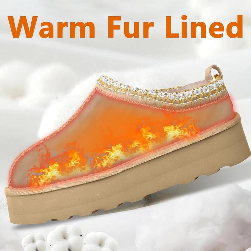 Cozy & Stylish Platform Slippers for Women - Fleece Lined Anti-Slip Snow Boots
