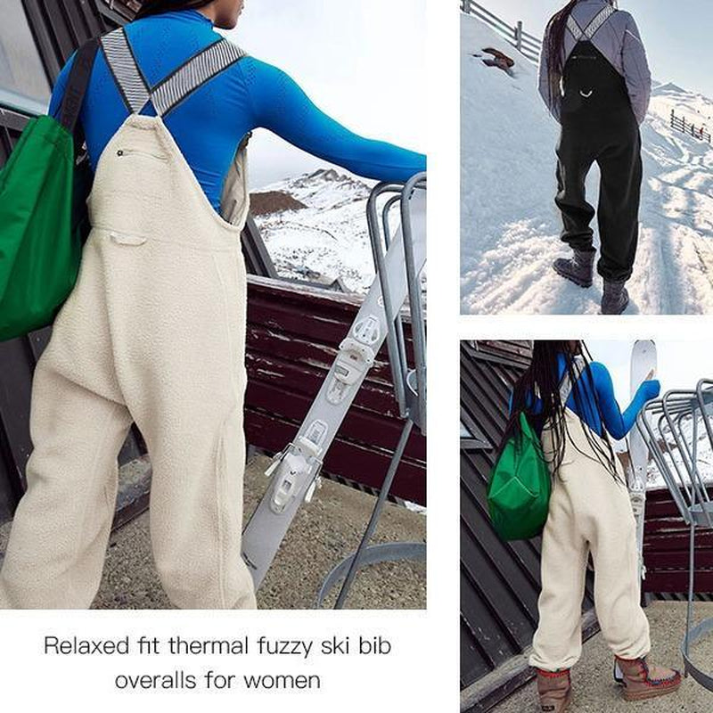 Cozy Up This Winter with Ommig Women's Fleece-Lined Sherpa Overalls – Adjustable Straps and Roomy Pockets for Ultimate Comfort!