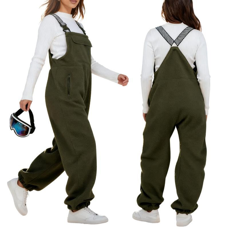 Cozy Up This Winter with Ommig Women's Fleece-Lined Sherpa Overalls – Adjustable Straps and Roomy Pockets for Ultimate Comfort!