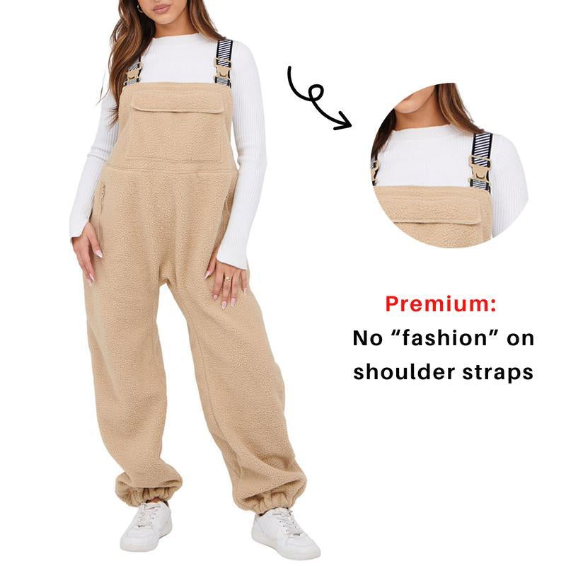 Cozy Up This Winter with Ommig Women's Fleece-Lined Sherpa Overalls – Adjustable Straps and Roomy Pockets for Ultimate Comfort!