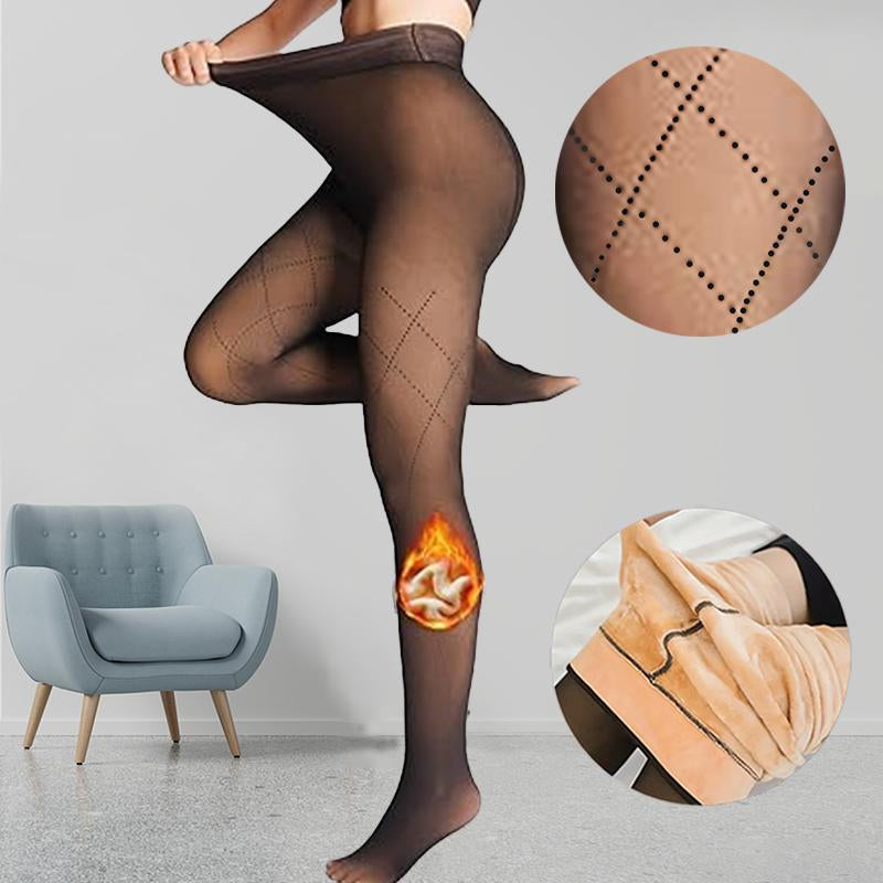 Cozy Chic: Fleece Lined High Waisted Fishnet Tights for Ultimate Winter Style