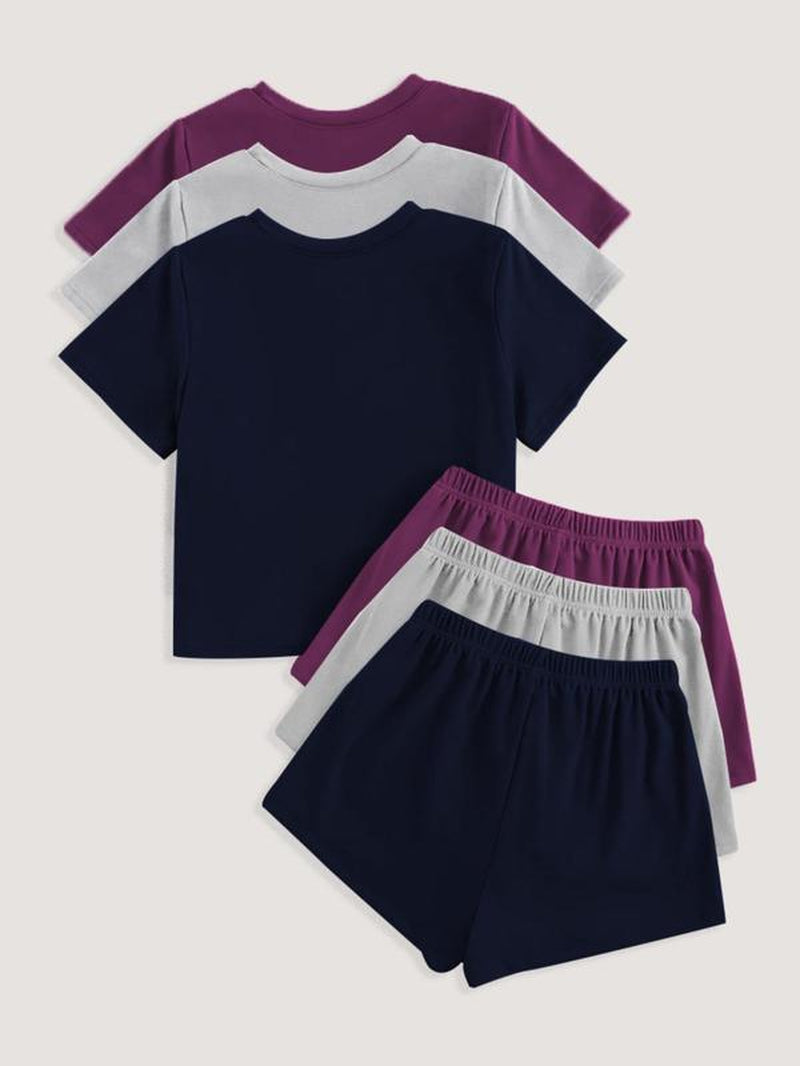 Elevate Your Comfort with Our Women's Casual Solid Color Tee & Shorts Loungewear Set - Perfect Sleepwear for Summer!