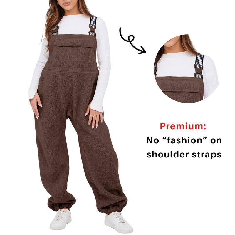 Cozy Up This Winter with Ommig Women's Fleece-Lined Sherpa Overalls – Adjustable Straps and Roomy Pockets for Ultimate Comfort!