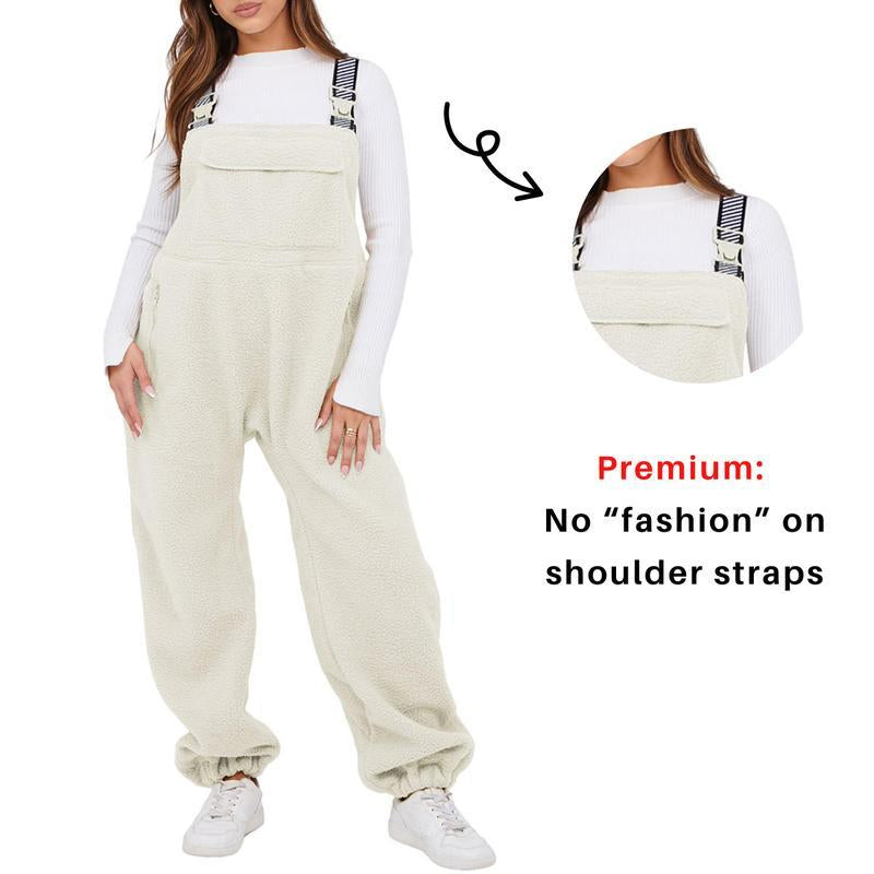 Cozy Up This Winter with Ommig Women's Fleece-Lined Sherpa Overalls – Adjustable Straps and Roomy Pockets for Ultimate Comfort!