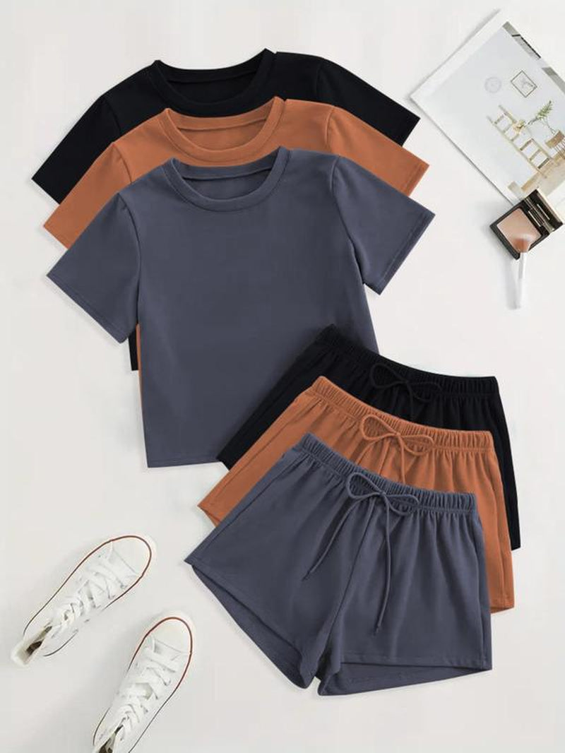 Elevate Your Comfort with Our Women's Casual Solid Color Tee & Shorts Loungewear Set - Perfect Sleepwear for Summer!