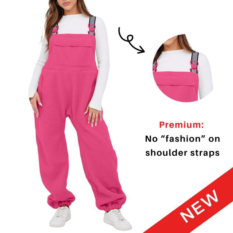 Cozy Up This Winter with Ommig Women's Fleece-Lined Sherpa Overalls – Adjustable Straps and Roomy Pockets for Ultimate Comfort!