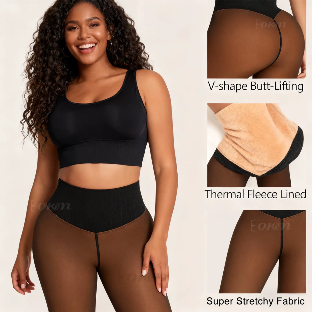 Elevate Your Style with Viral Waist Snatch Fleece Tights - Ultimate Tummy Control and Comfort for Winter!