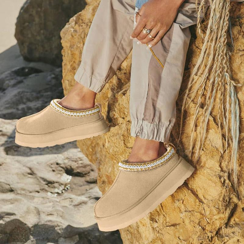 Cozy & Stylish Platform Slippers for Women - Fleece Lined Anti-Slip Snow Boots