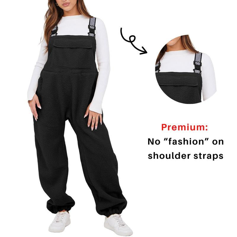 Cozy Up This Winter with Ommig Women's Fleece-Lined Sherpa Overalls – Adjustable Straps and Roomy Pockets for Ultimate Comfort!